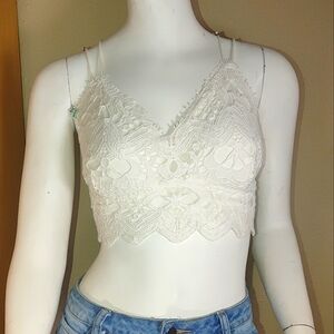 ʕ·ᴥ·ʔ Free People Lace White Top Medium